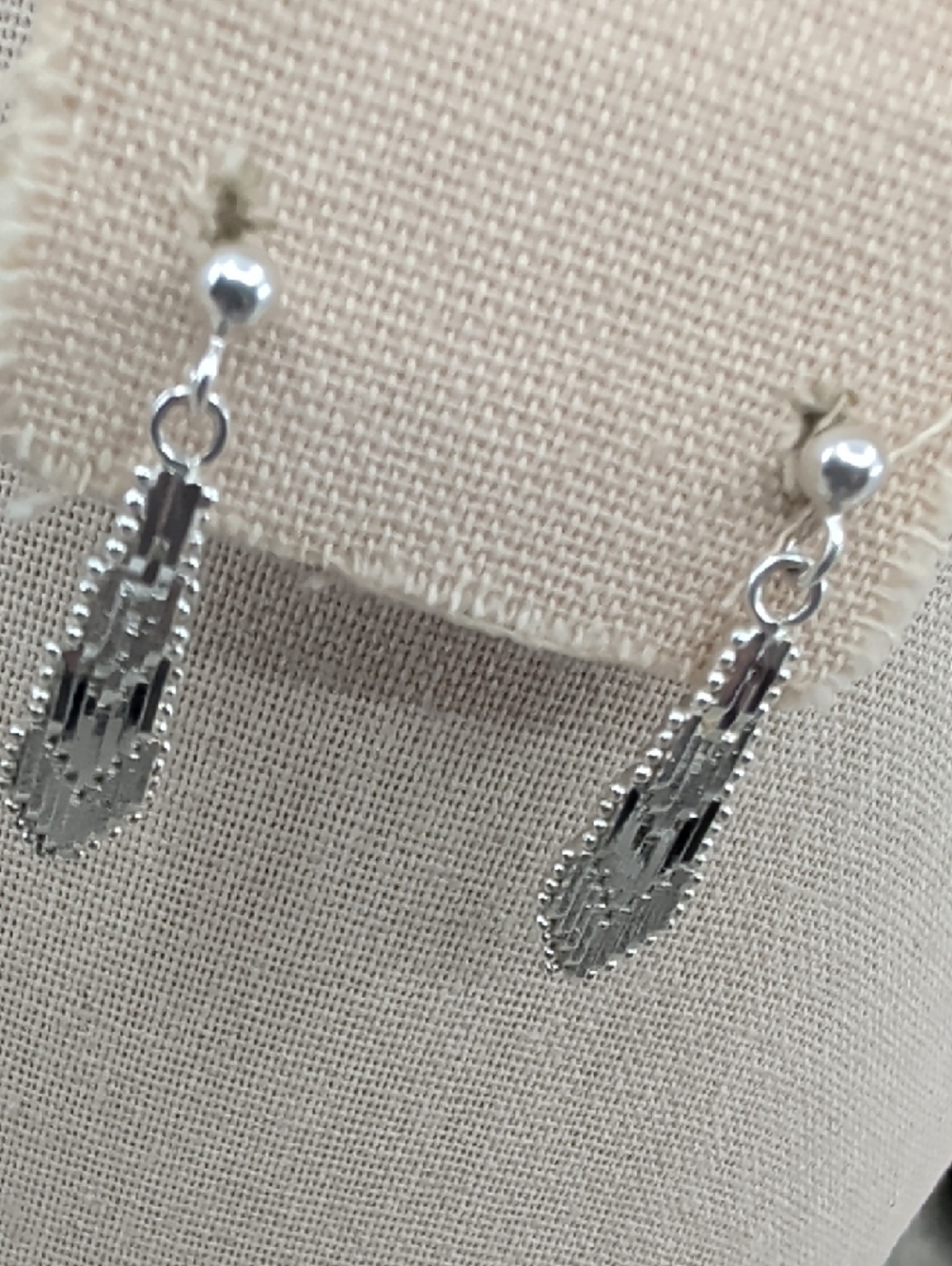 Vintage 925 Italy Sterling Silver Woven Mesh Geometric Drop Earrings Ball Stud - Picture 14 of 17